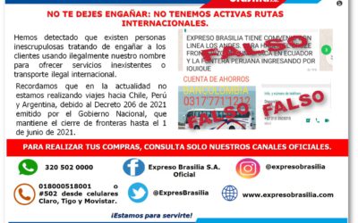 NO TENEMOS ACTIVAS RUTAS INTERNACIONALES.