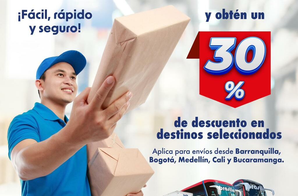 Envía tu sobre o paquete con brasilia carga y obtén un 30% de descuento en destinos seleccionados
